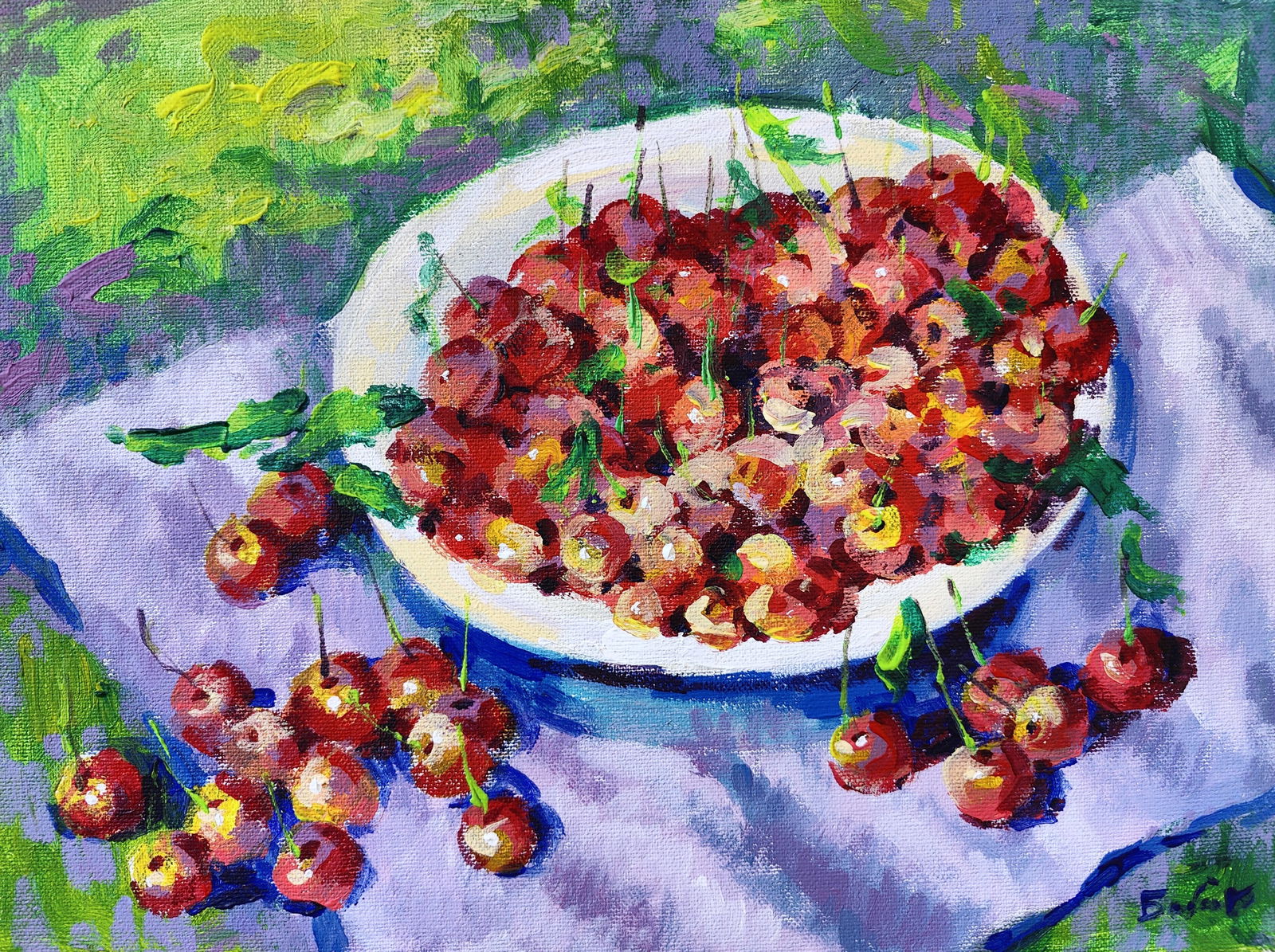 acrylic painting gifts of gardens Vyacheslav Petrovich Babac: Title: acrylic painting gifts of gardens Vyacheslav Petrovich Babac Description: 131BA Painter: Vyacheslav Petrovick Babac Size: 30x40 cm/11.81x15.74 inches Components: acrylic, canvas Original