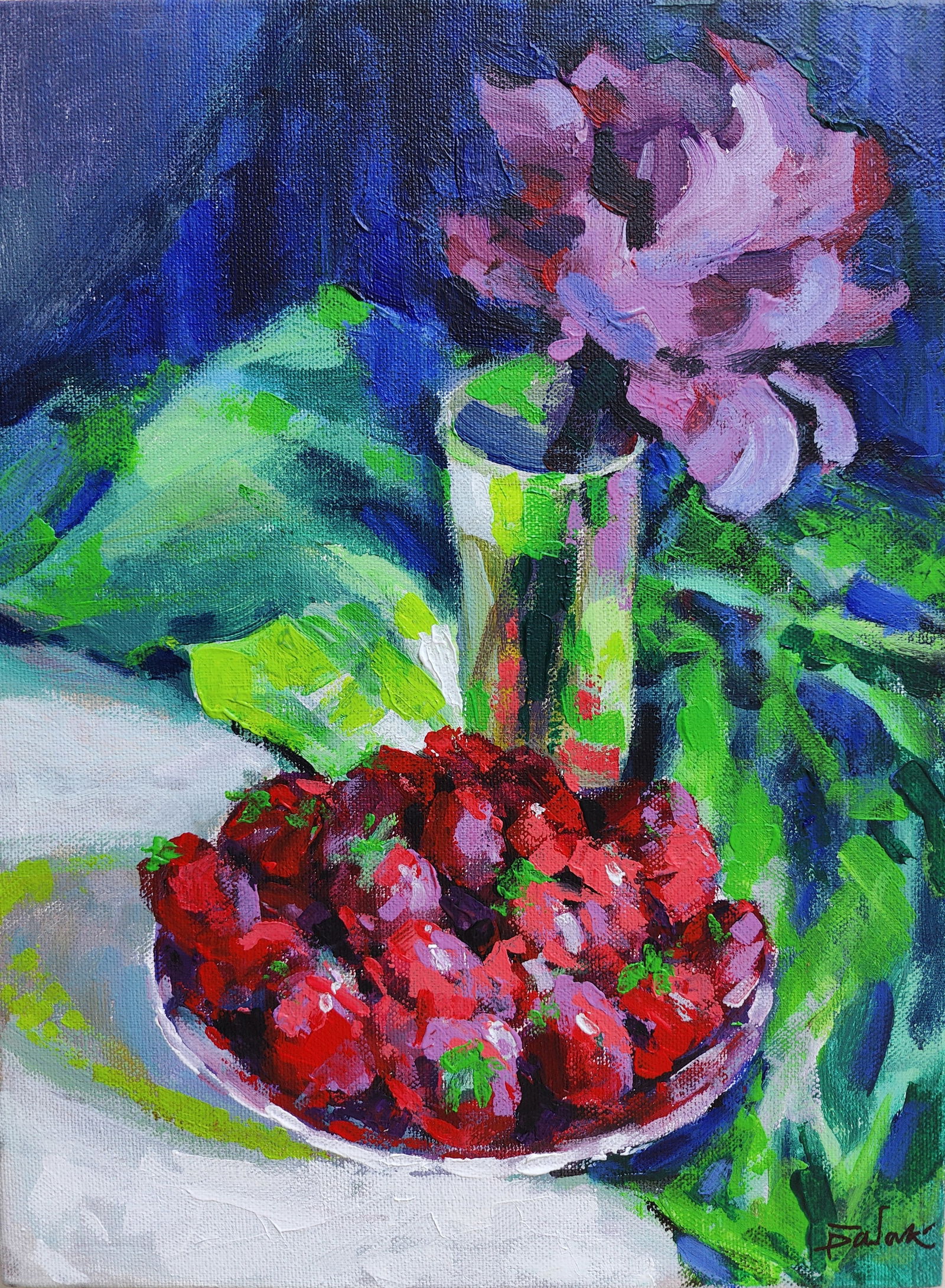 Oil painting strawberries Vyacheslav Petrovich Babac (1 of 2)