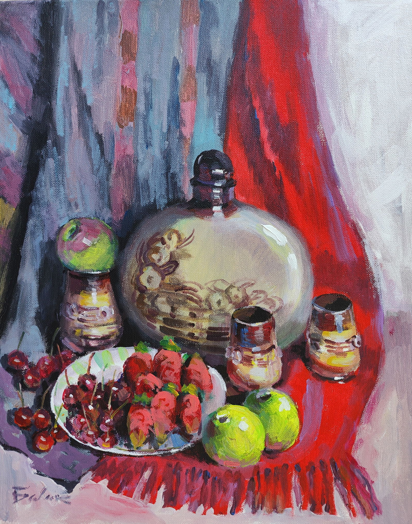 Acrylic painting Still life with a old jug Vyacheslav Petrovich Babac (1 of 2)
