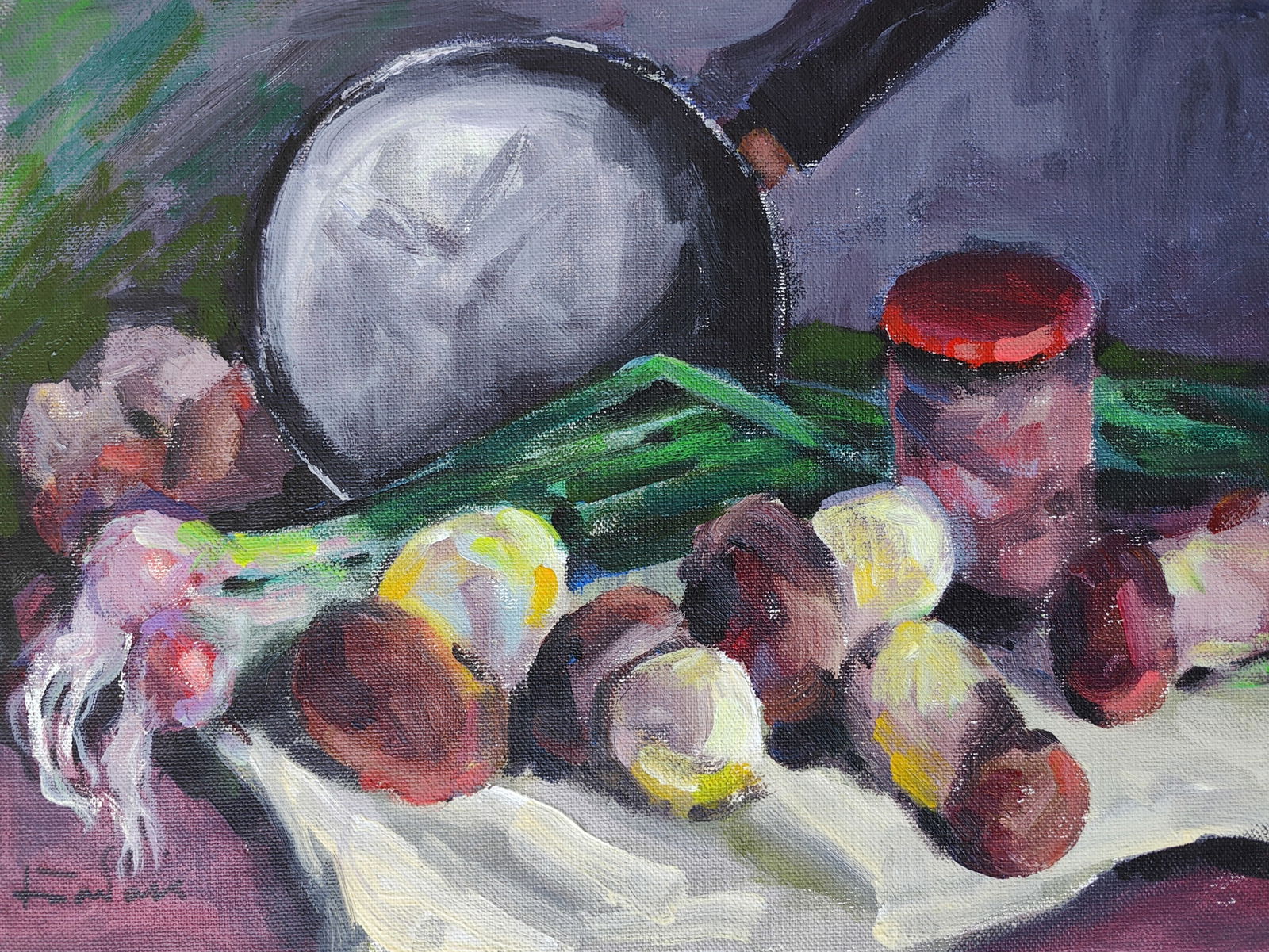 Acrylic painting the first mushrooms Vyacheslav Petrovich Babac (1 of 2)