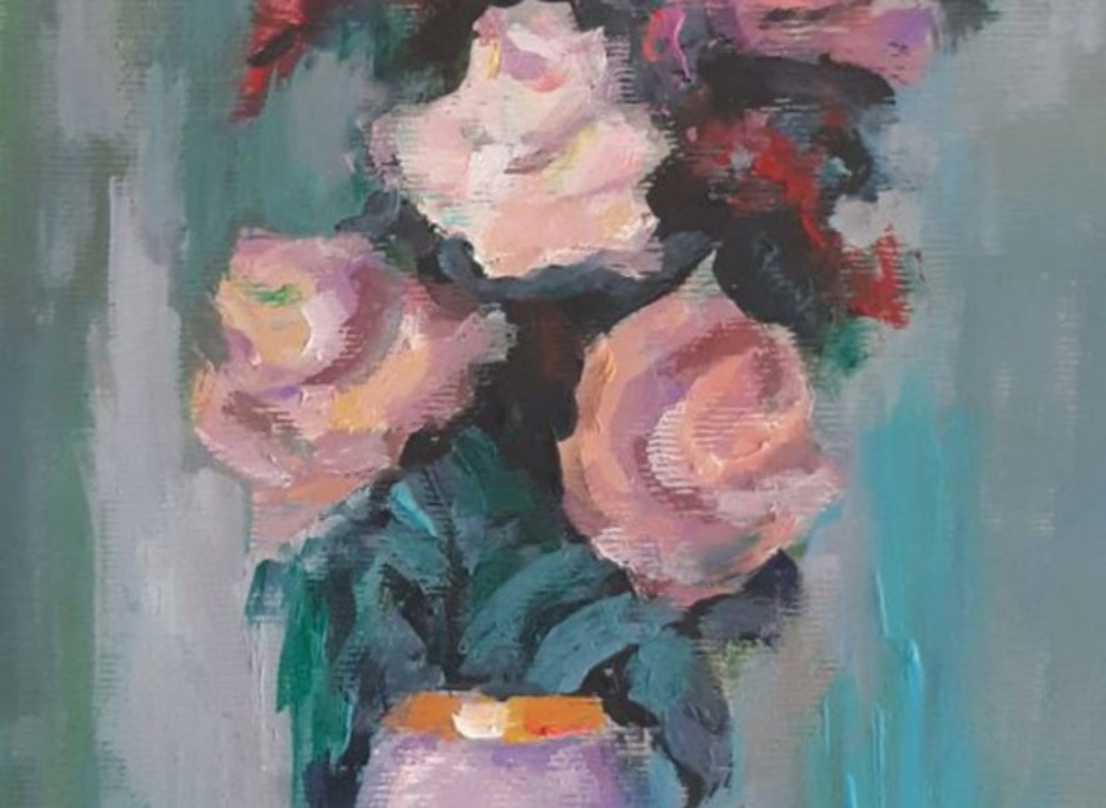 Acrylic painting Rose flowers Vyacheslav Petrovich Babac - 3
