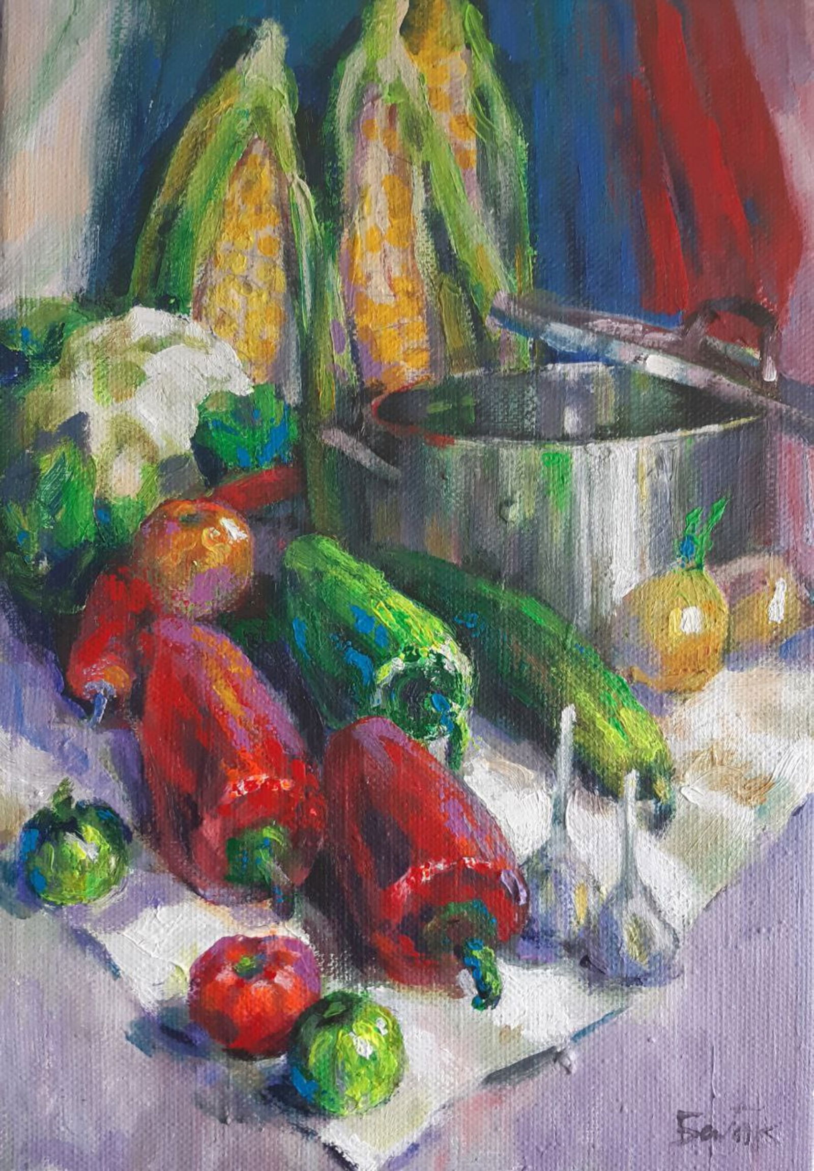 Acrylic painting Lots of vegetables Vyacheslav Petrovich Babac (1 of 6)