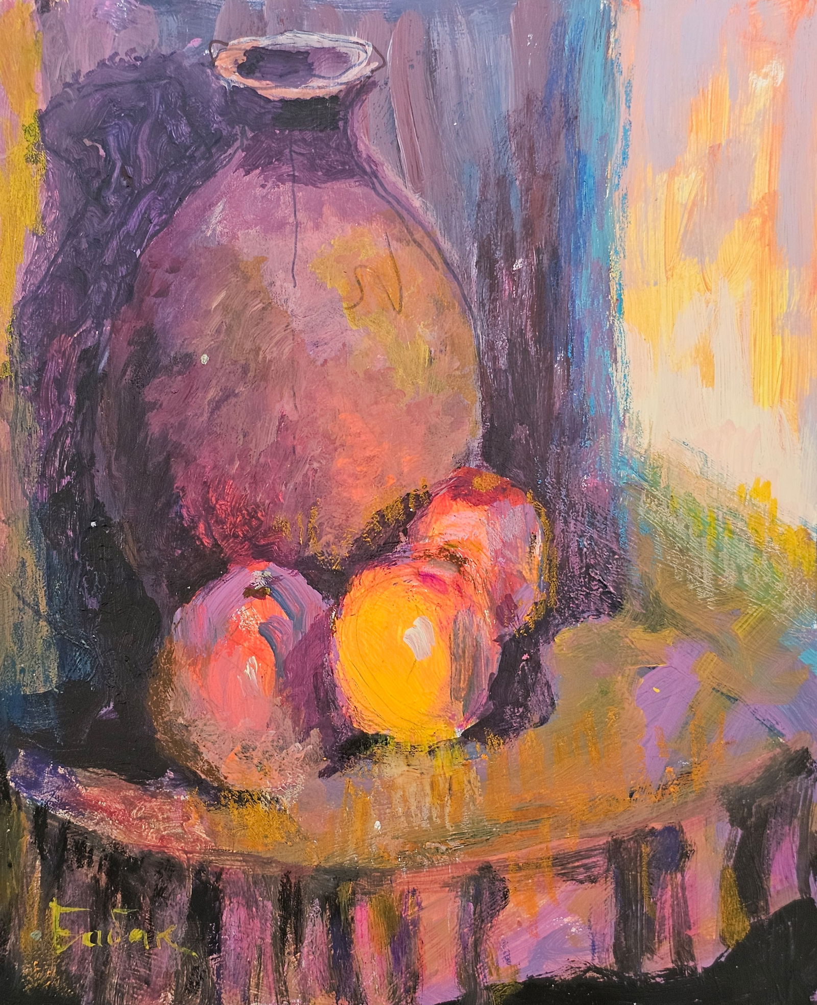 Acrylic painting Still life Vyacheslav Petrovich Babac: Title: Acrylic painting Still life Vyacheslav Petrovich Babac Description: 222BA Painter: Vyacheslav Petrovick Babac Size: 22x27 cm/ 8.66x10.62 inchesComponent: Acrylic, pastel, cardboard Original pai
