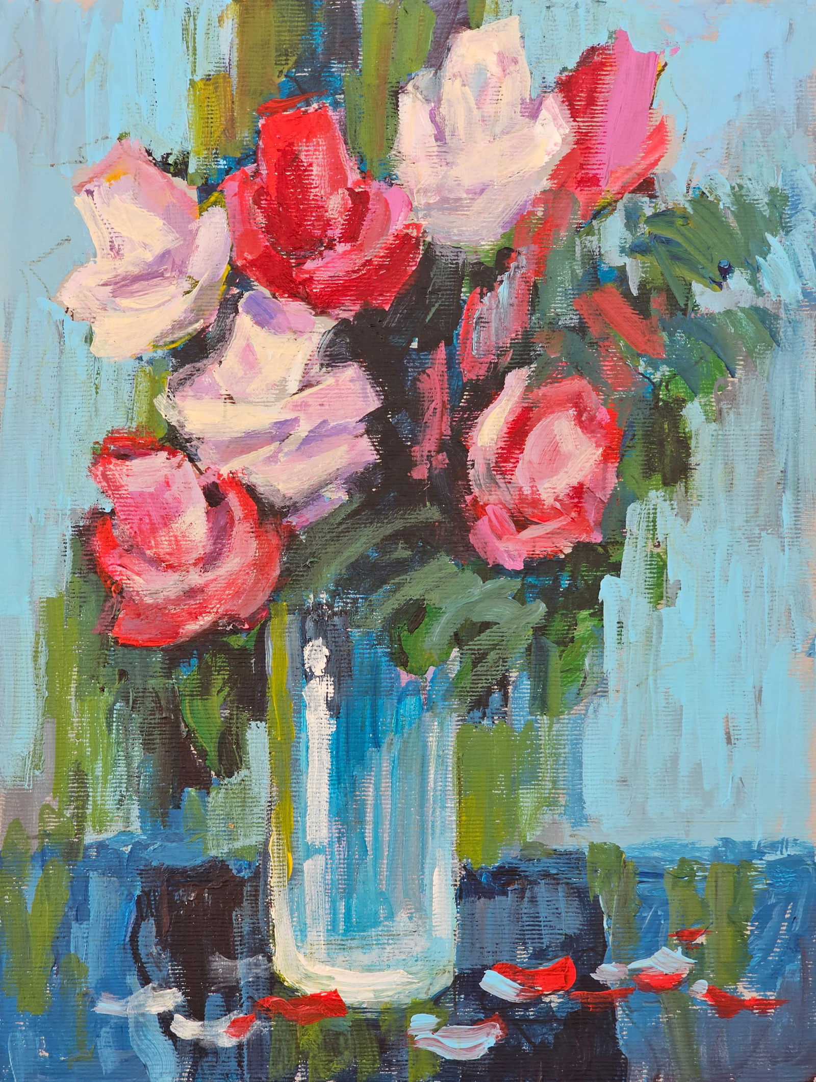 Acrylic painting Roses Vyacheslav Petrovich Babac: Title: Acrylic painting Roses Vyacheslav Petrovich Babac Description: 231BA Painter: Vyacheslav Petrovick Babac Size: 29x22 cm/ 11.41x8.66 inchesComponent: Acrylic, cardboard Original painting from ou