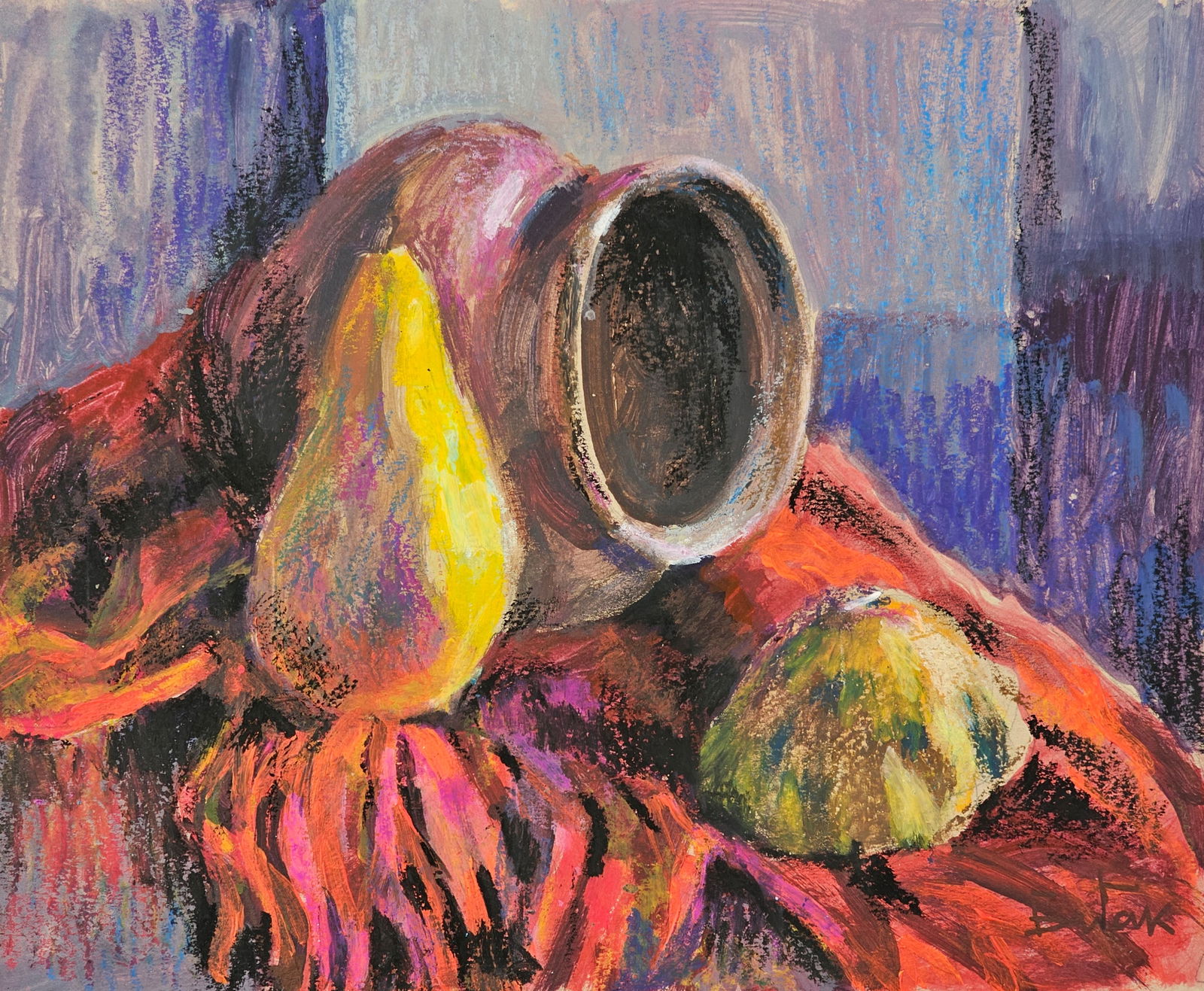 Acrylic painting still life with a pear Vyacheslav Petrovich Babac: Title: Acrylic painting still life with a pear Vyacheslav Petrovich Babac Description: 235BA Painter: Vyacheslav Petrovick Babac Size: 22x26 cm/ 8.66x10.23 inchesComponent: Acrylic, pastel, cardboard