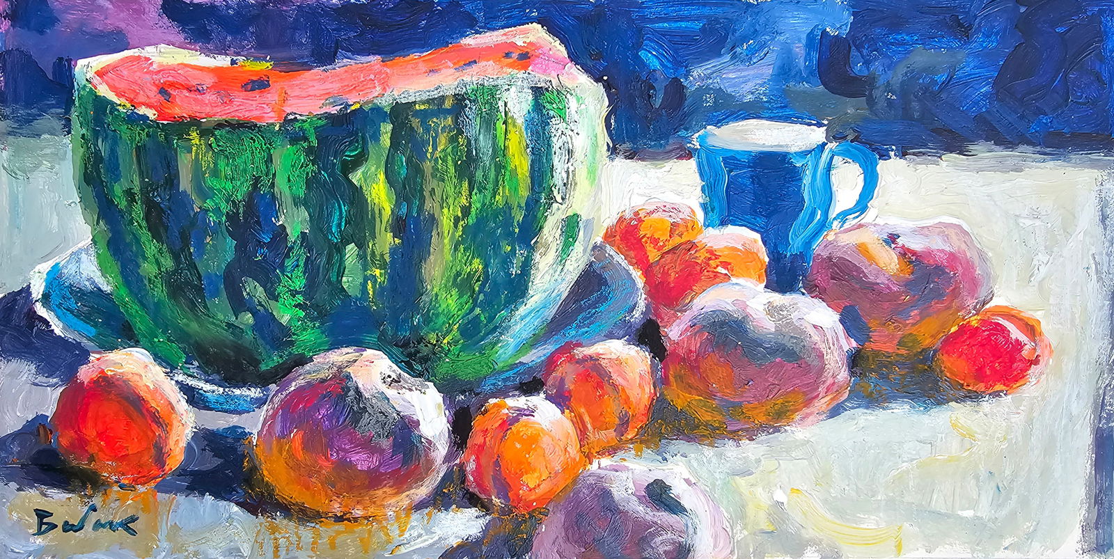Acrylic painting the watermelon was delicious Vyacheslav Petrovich Babac (1 of 10)