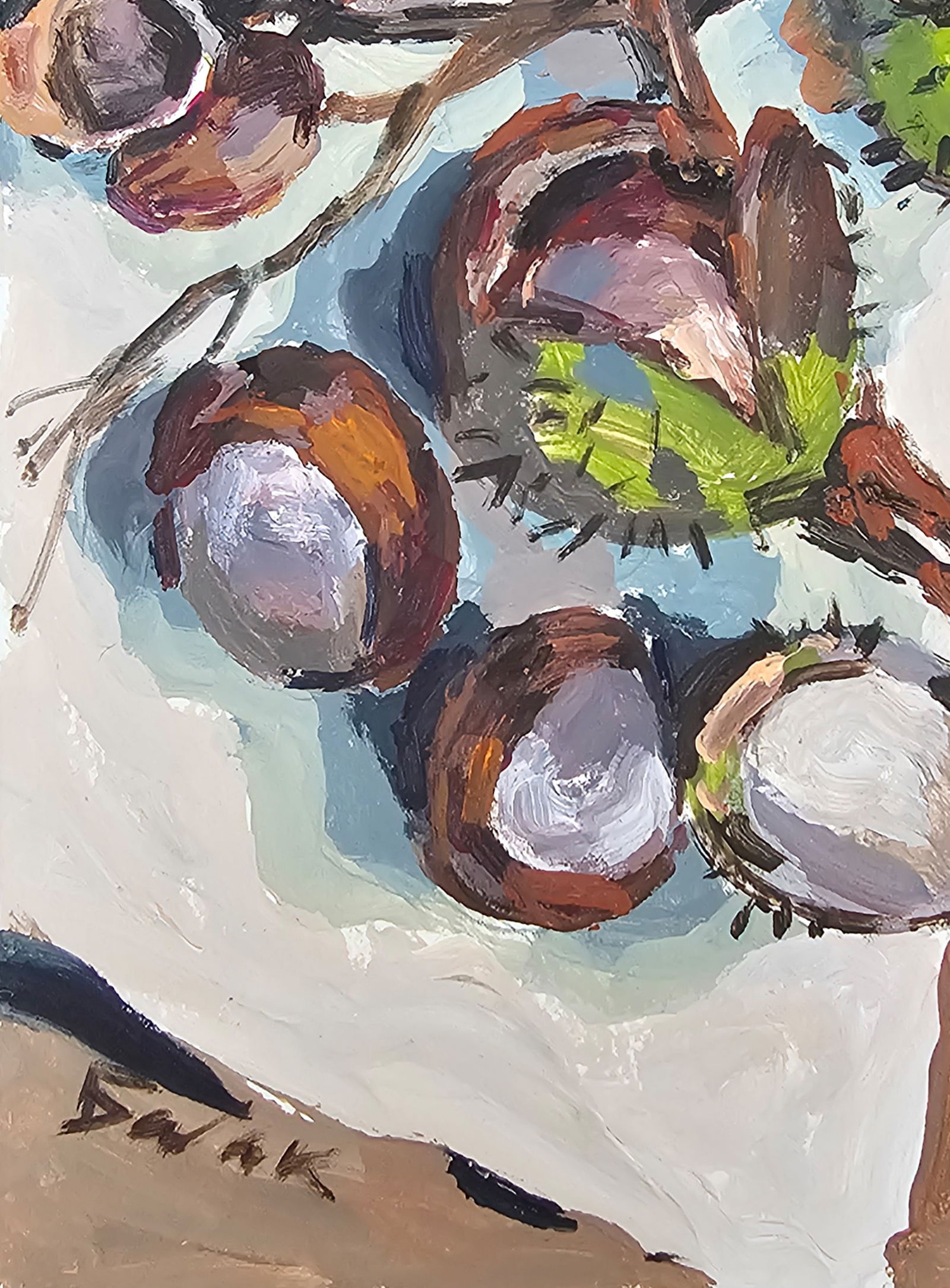 Acrylic painting autumn chestnuts Vyacheslav Petrovich Babac - 5