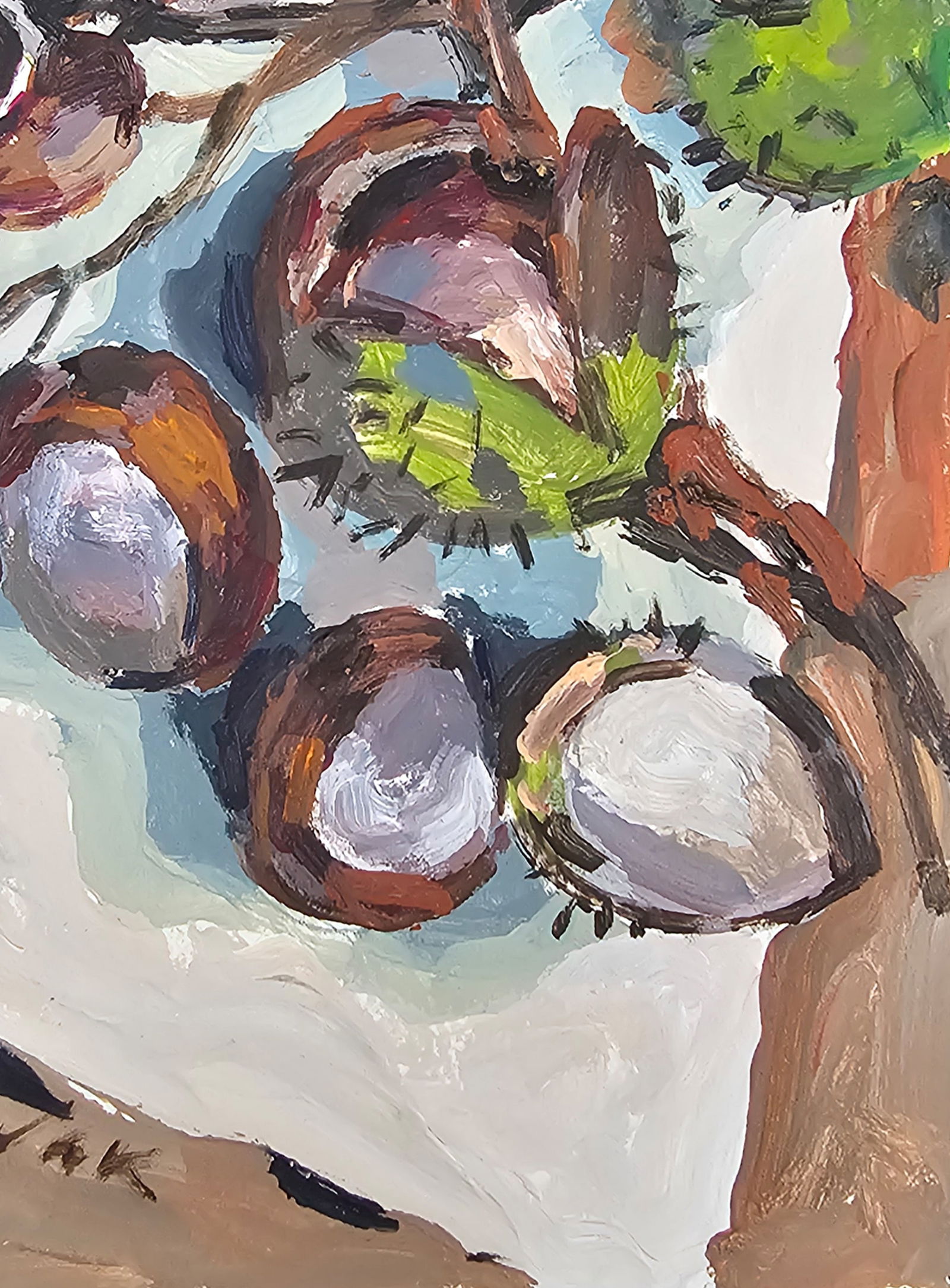 Acrylic painting autumn chestnuts Vyacheslav Petrovich Babac - 6