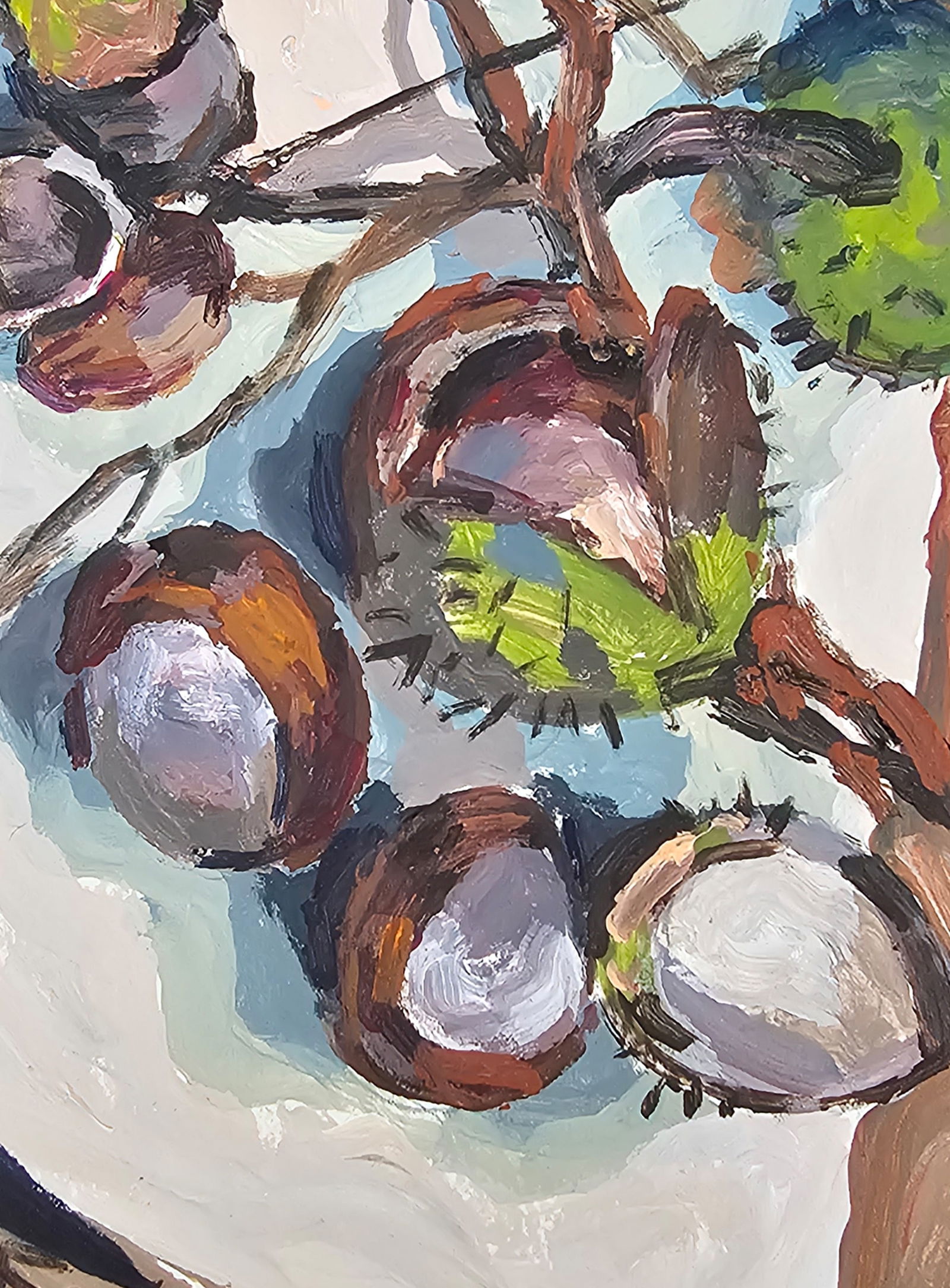 Acrylic painting autumn chestnuts Vyacheslav Petrovich Babac - 7