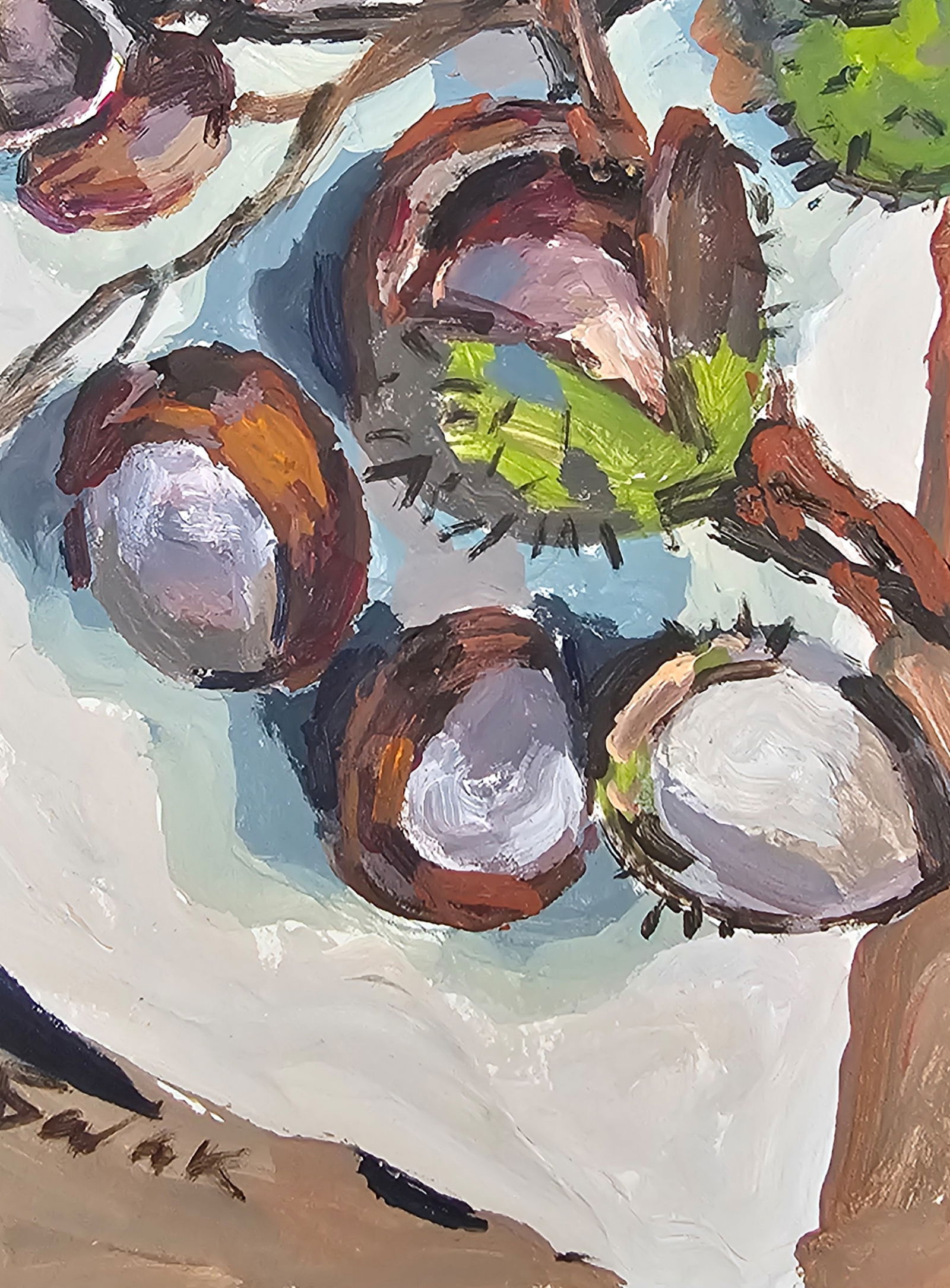 Acrylic painting autumn chestnuts Vyacheslav Petrovich Babac - 9