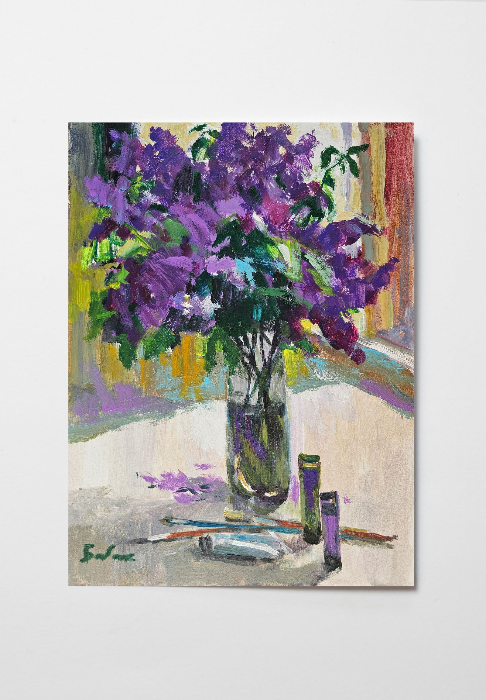 Acrylic painting lilac still life Vyacheslav Petrovich Babac - 10