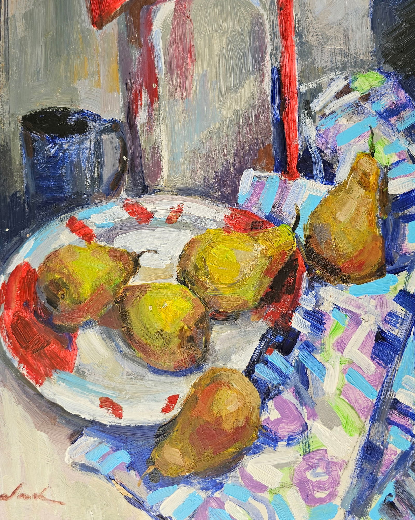 Acrylic painting still life with pears Vyacheslav Petrovich Babac - 9