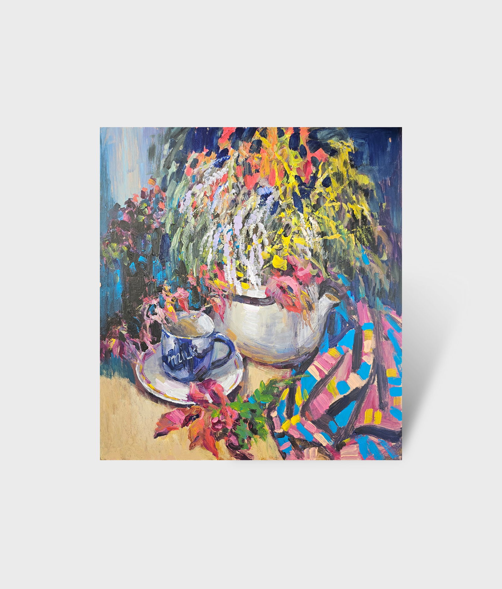 Acrylic painting still life with autumn flowers Vyacheslav Petrovich Babac - 10