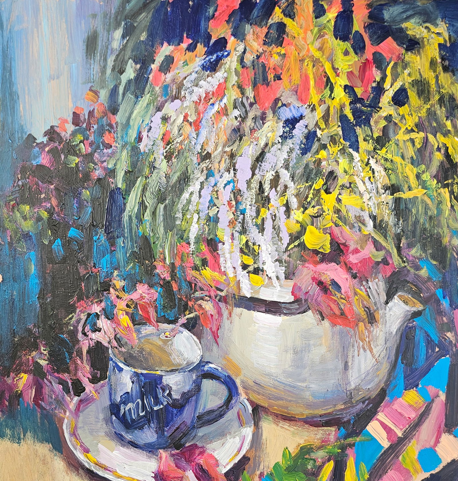 Acrylic painting still life with autumn flowers Vyacheslav Petrovich Babac - 3