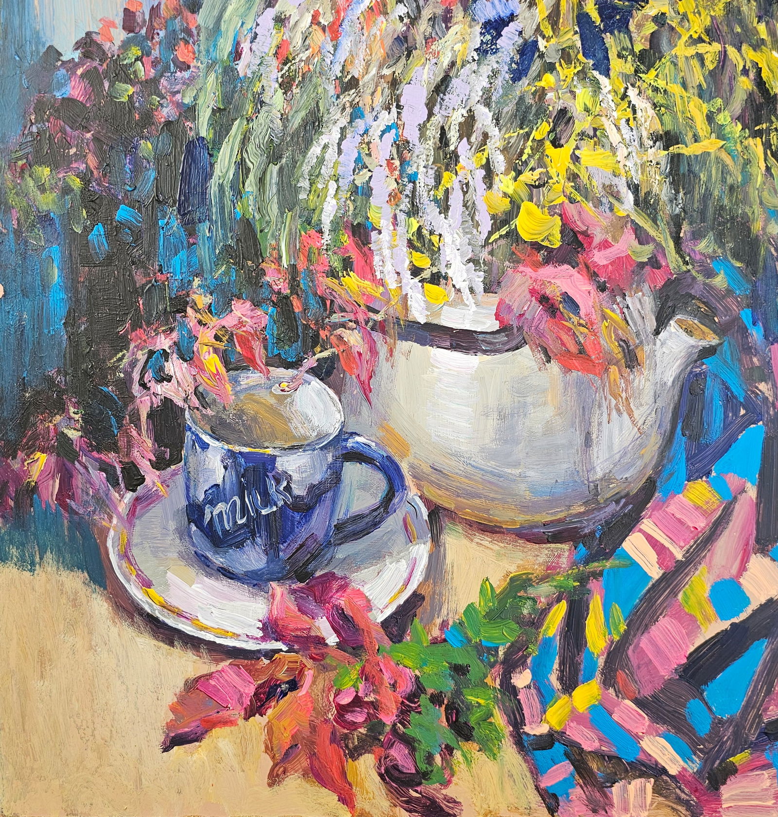 Acrylic painting still life with autumn flowers Vyacheslav Petrovich Babac - 5