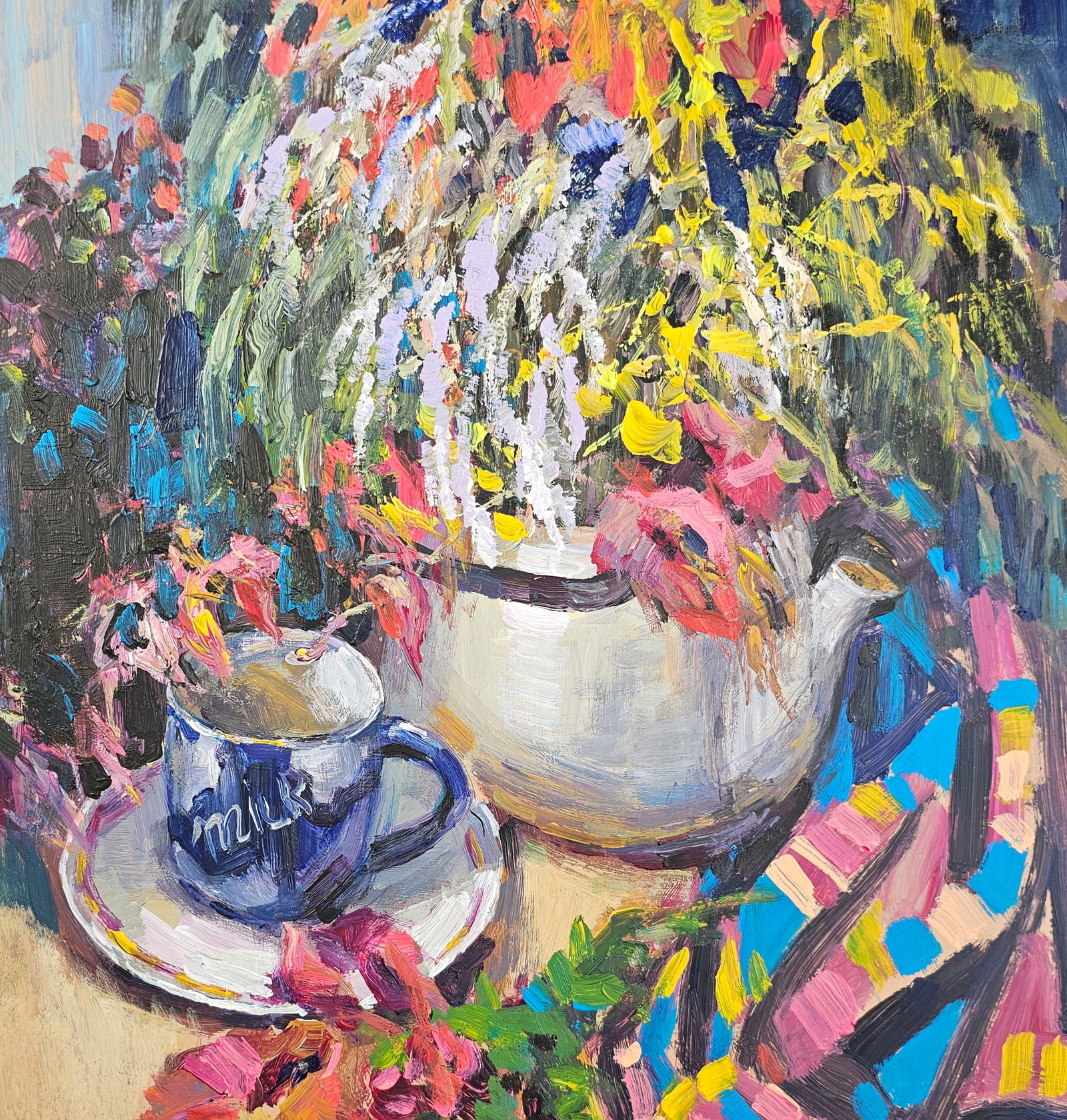 Acrylic painting still life with autumn flowers Vyacheslav Petrovich Babac - 7