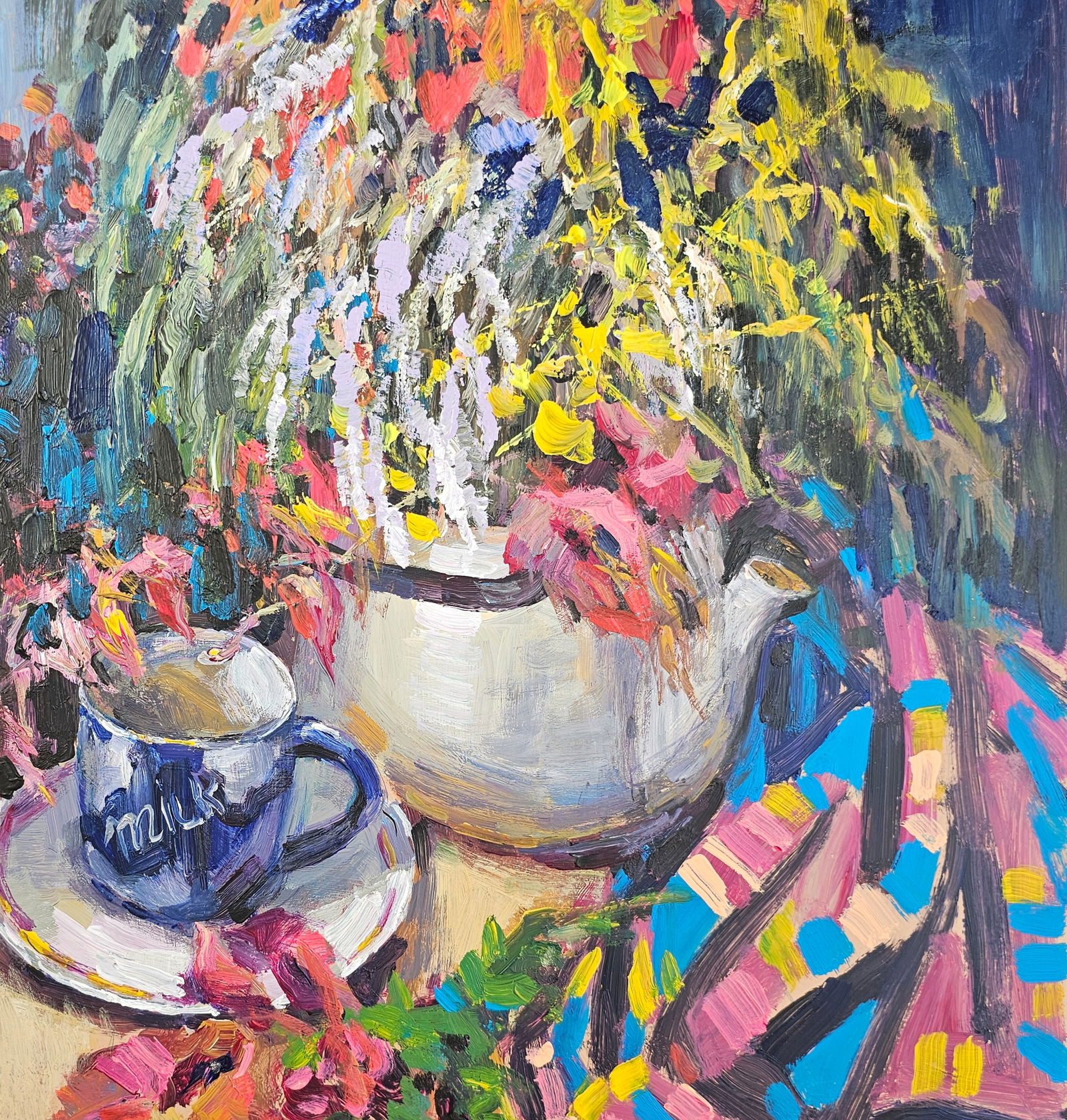 Acrylic painting still life with autumn flowers Vyacheslav Petrovich Babac - 9