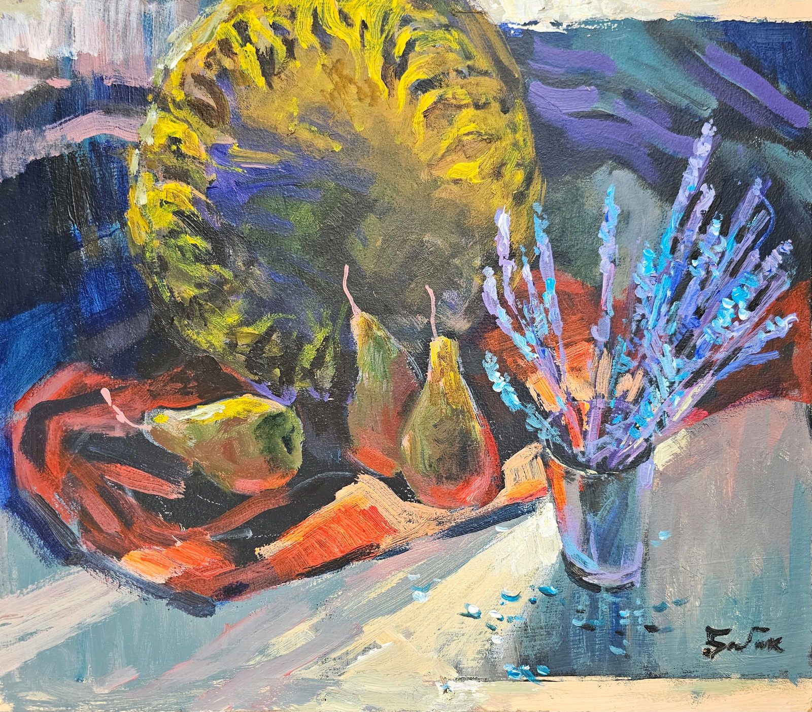 Acrylic painting still life with sunflowers Vyacheslav Petrovich Babac (1 of 10)