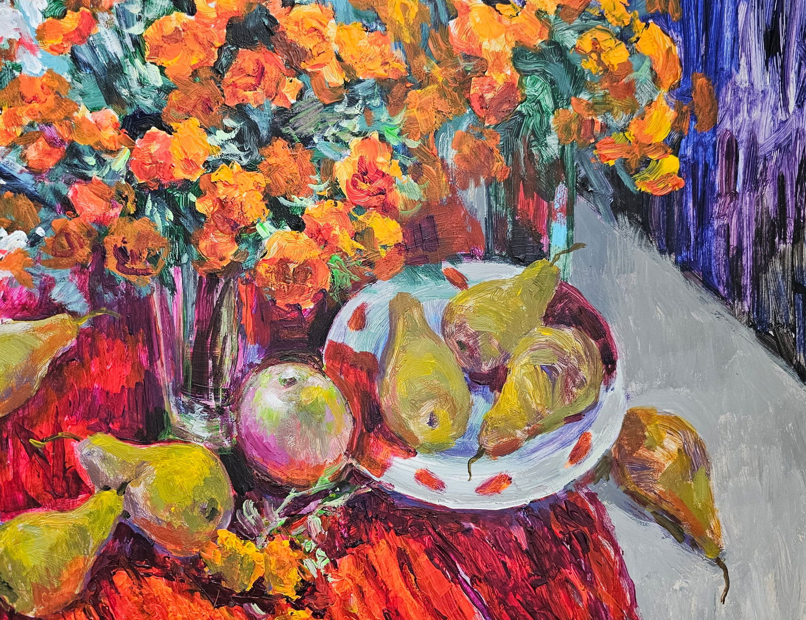 Acrylic painting still life with marigolds Vyacheslav Petrovich Babac - 9