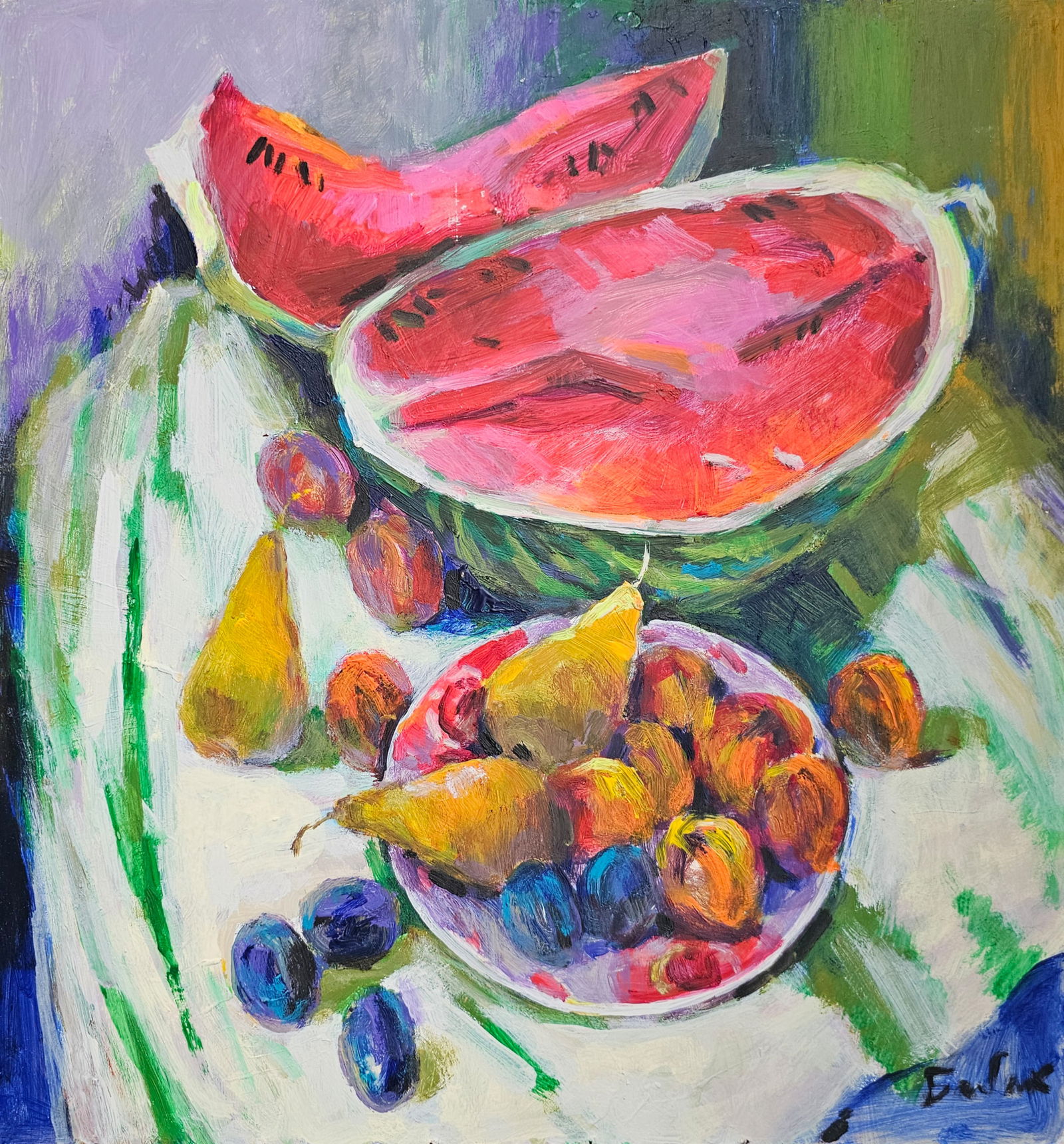 Acrylic painting festive watermelon Vyacheslav Petrovich Babac (1 of 10)