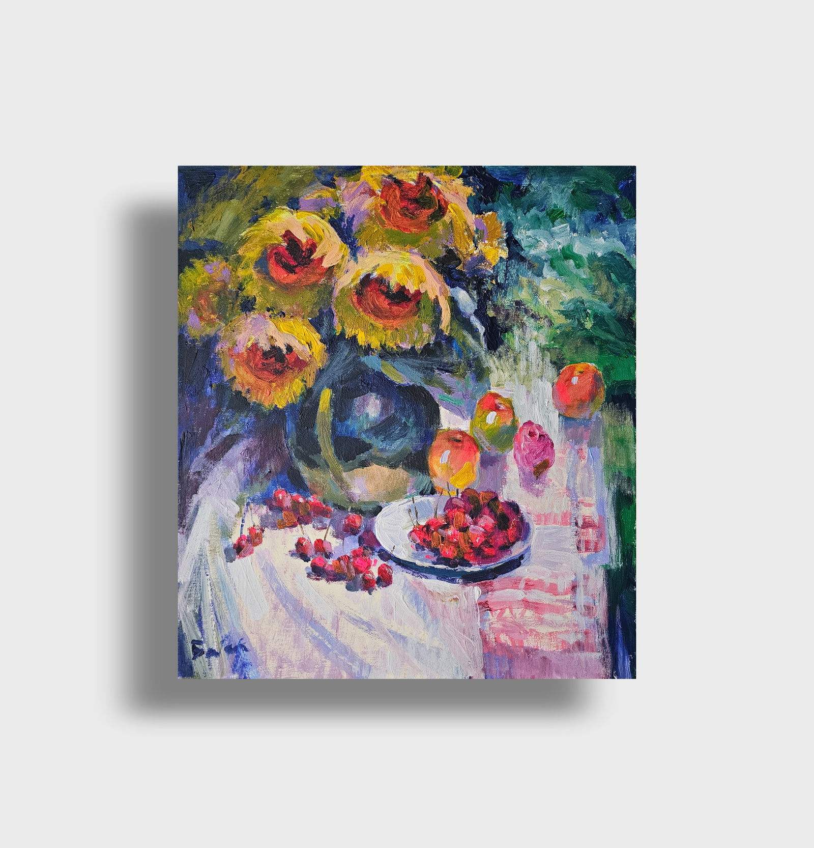 Acrylic painting still life with sunflowers Vyacheslav Petrovich Babac - 10