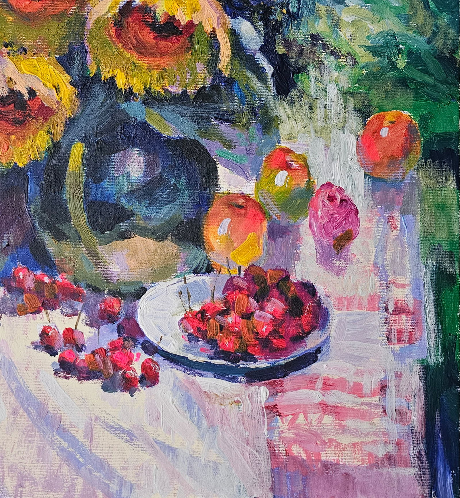 Acrylic painting still life with sunflowers Vyacheslav Petrovich Babac - 6