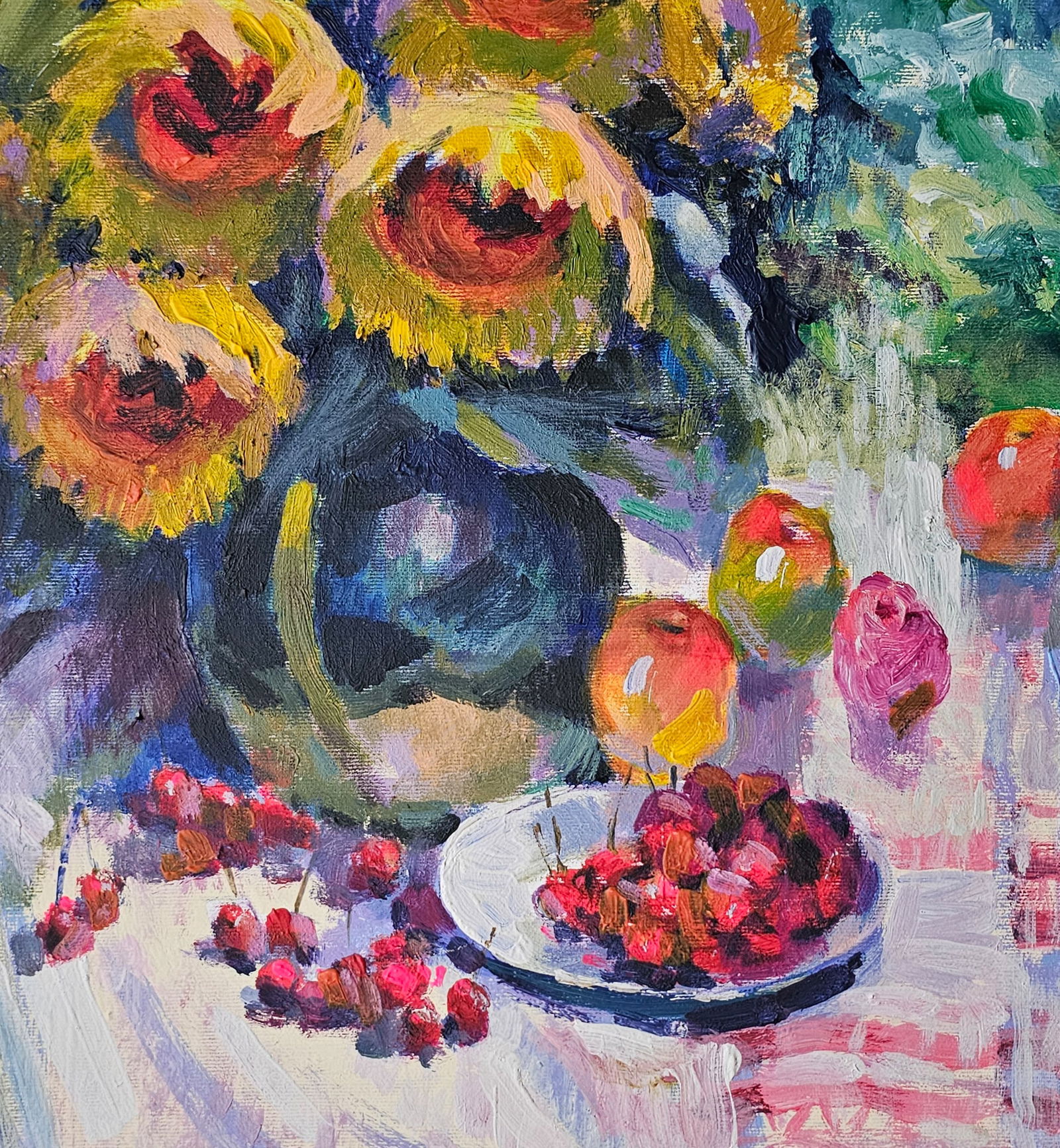 Acrylic painting still life with sunflowers Vyacheslav Petrovich Babac - 7