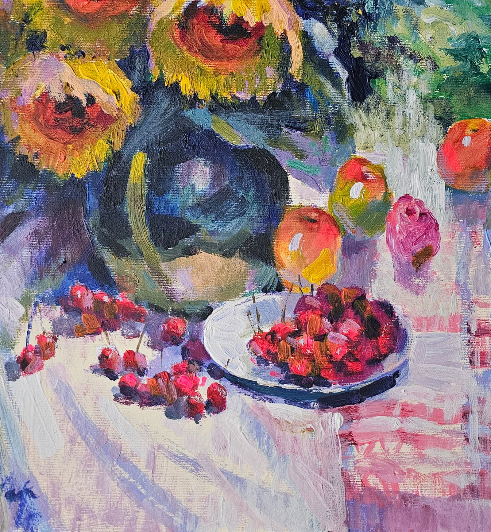 Acrylic painting still life with sunflowers Vyacheslav Petrovich Babac - 9