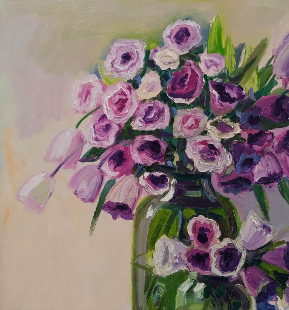 Oil painting Eustoma Nina L - 2