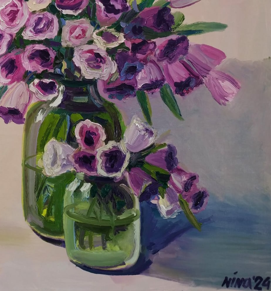 Oil painting Eustoma Nina L - 5