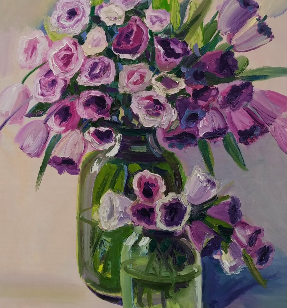 Oil painting Eustoma Nina L - 6