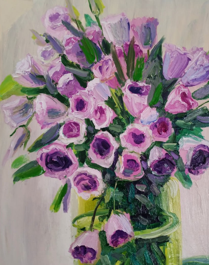 Oil painting Eustoma Nina L - 2