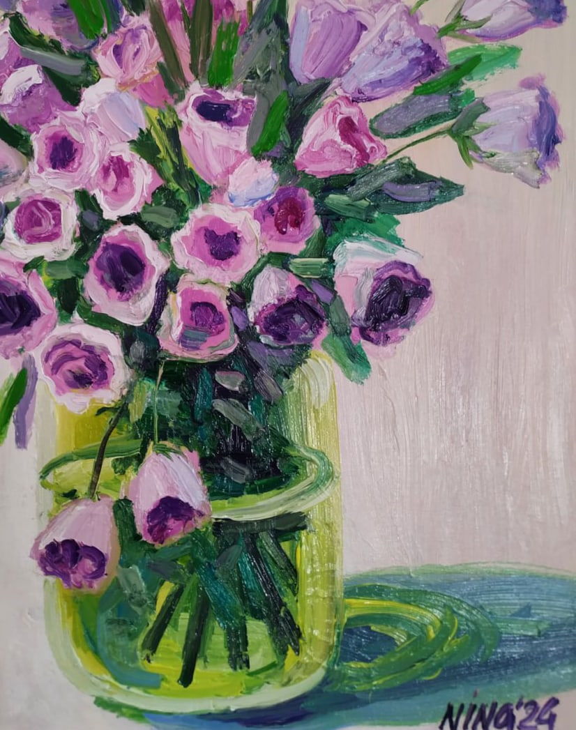 Oil painting Eustoma Nina L - 5