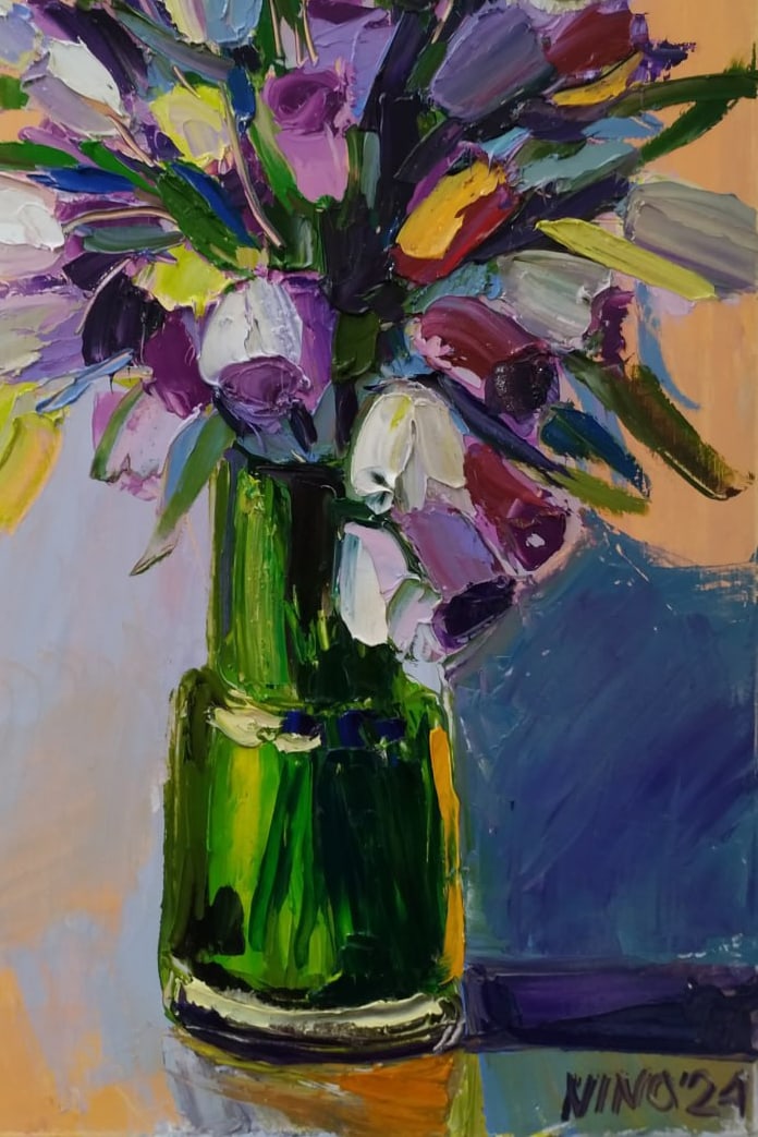 Oil painting Eustoma Nina L - 5