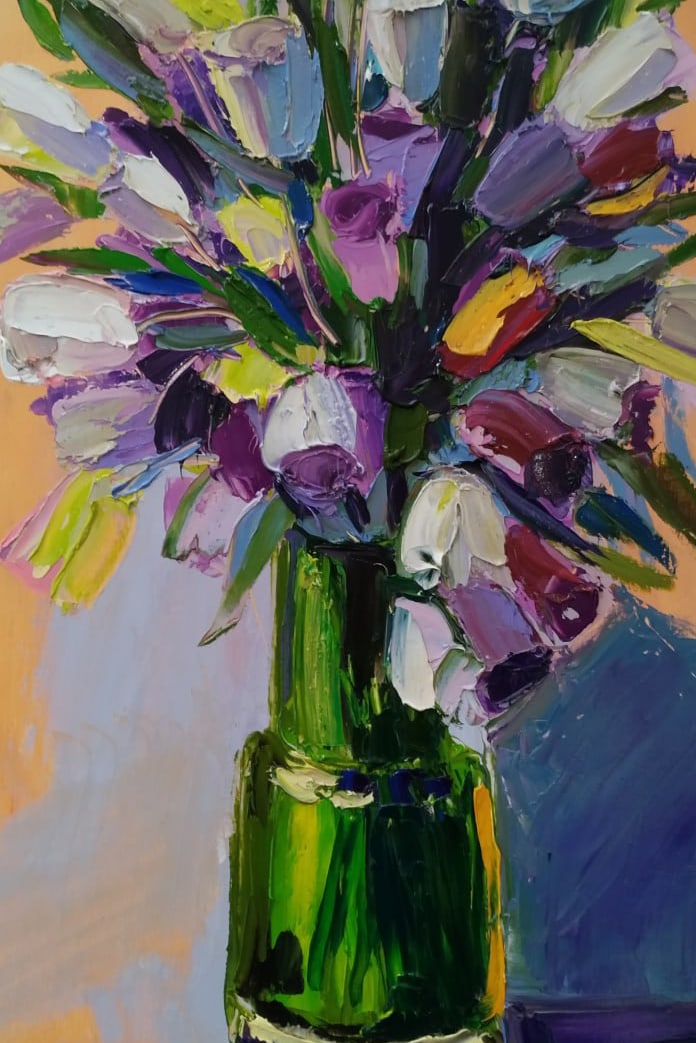Oil painting Eustoma Nina L - 6