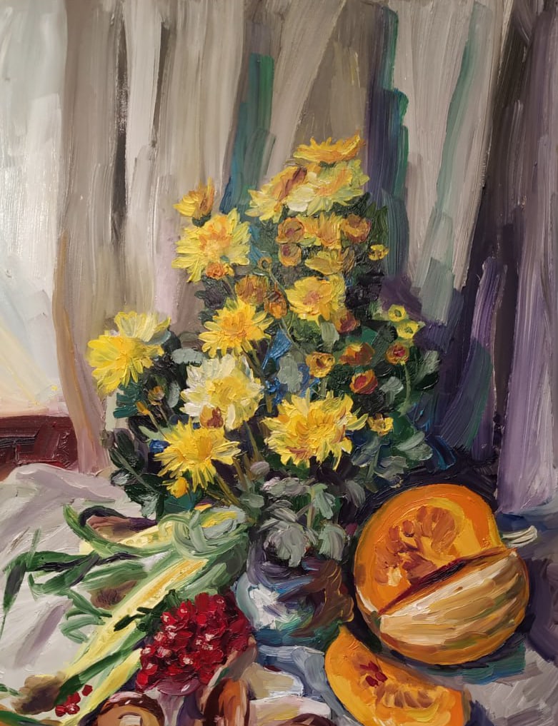Oil painting Still life with chrysanthemums Nina L - 7