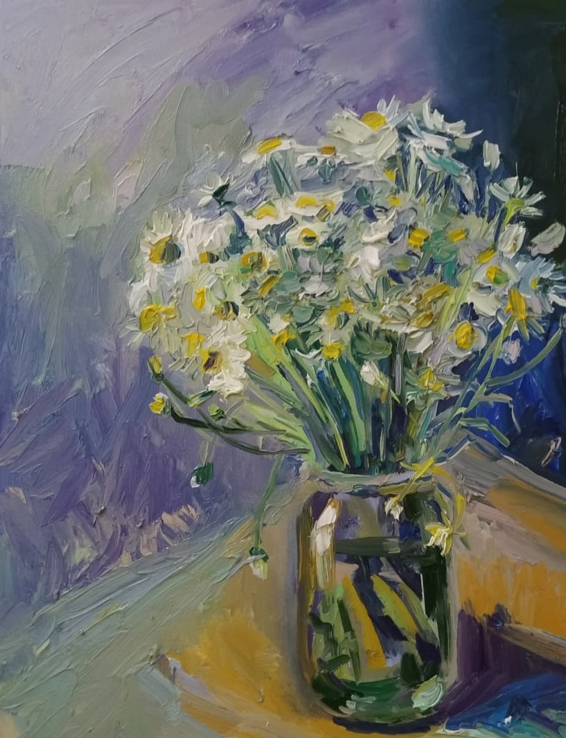 Oil painting Daisies Nina L - 2