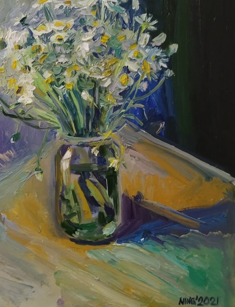 Oil painting Daisies Nina L - 5