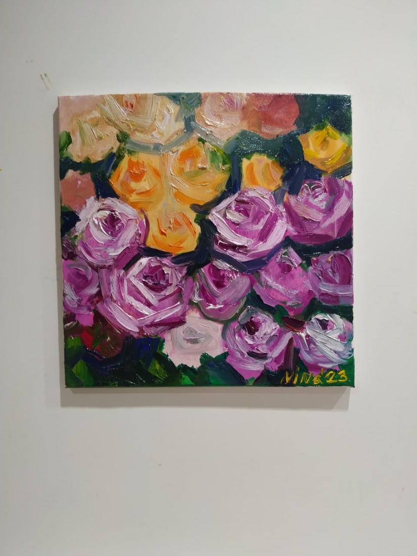 Oil painting diptych of Roses Nina L - 2