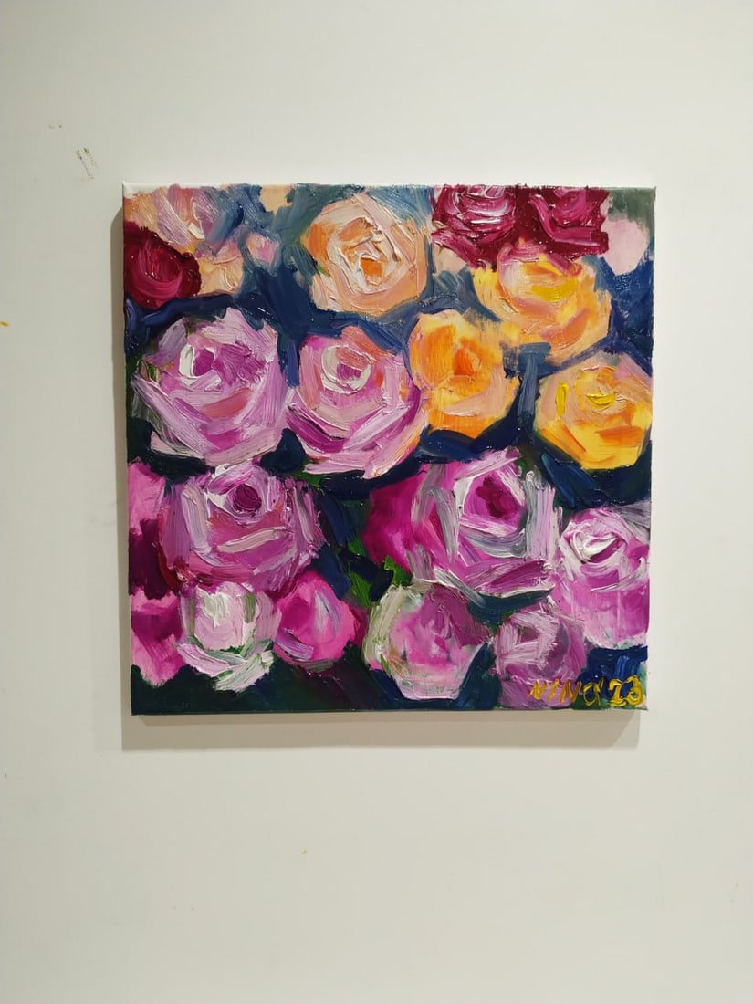 Oil painting diptych of Roses Nina L - 3