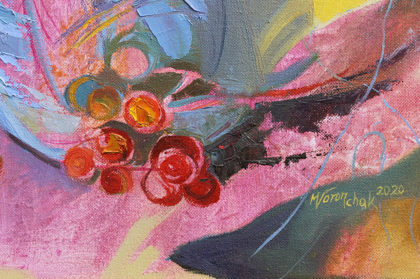 Oil acrylic painting Crimson Maria Voloschak - 12