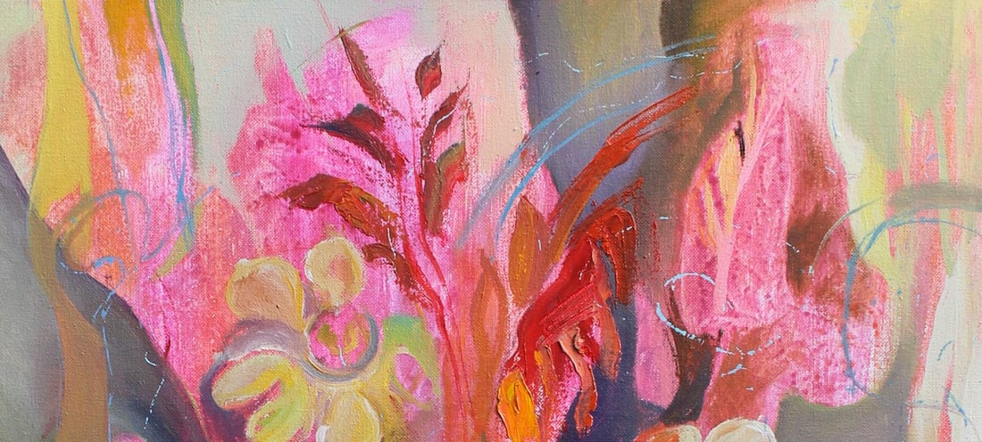 Oil acrylic painting Crimson Maria Voloschak - 2