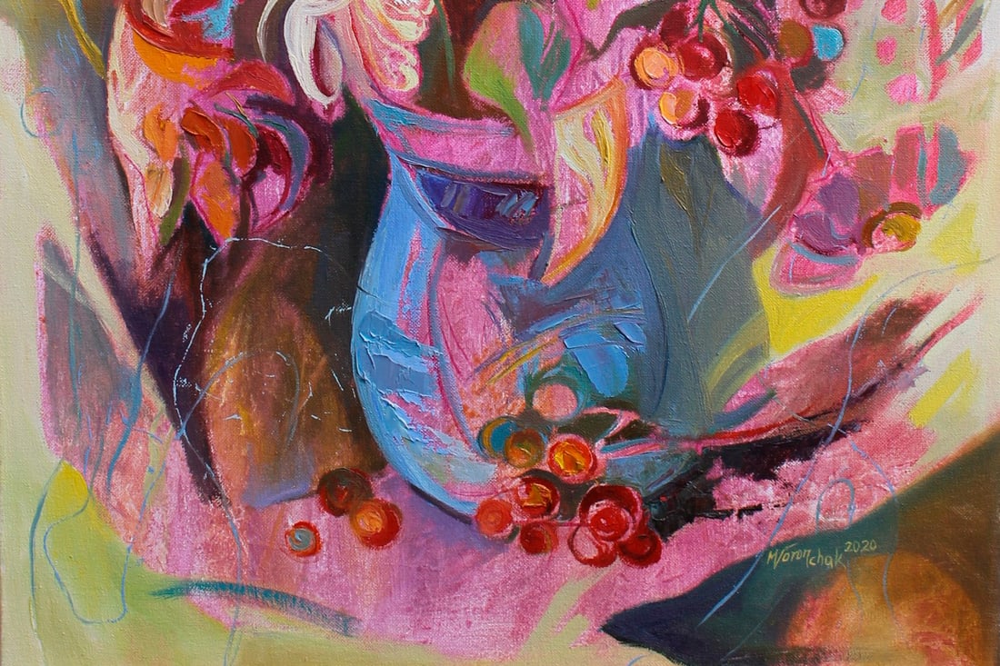 Oil acrylic painting Crimson Maria Voloschak - 4