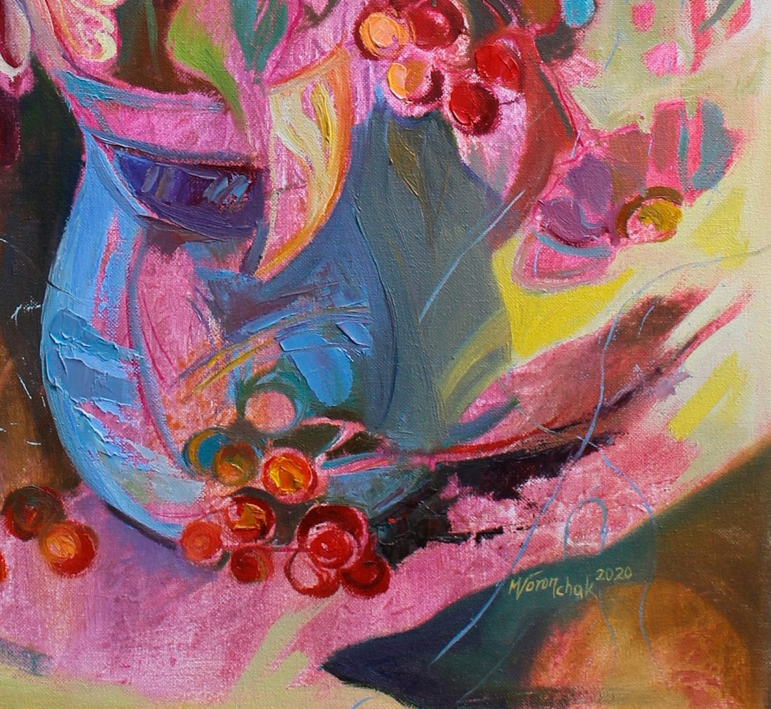 Oil acrylic painting Crimson Maria Voloschak - 8