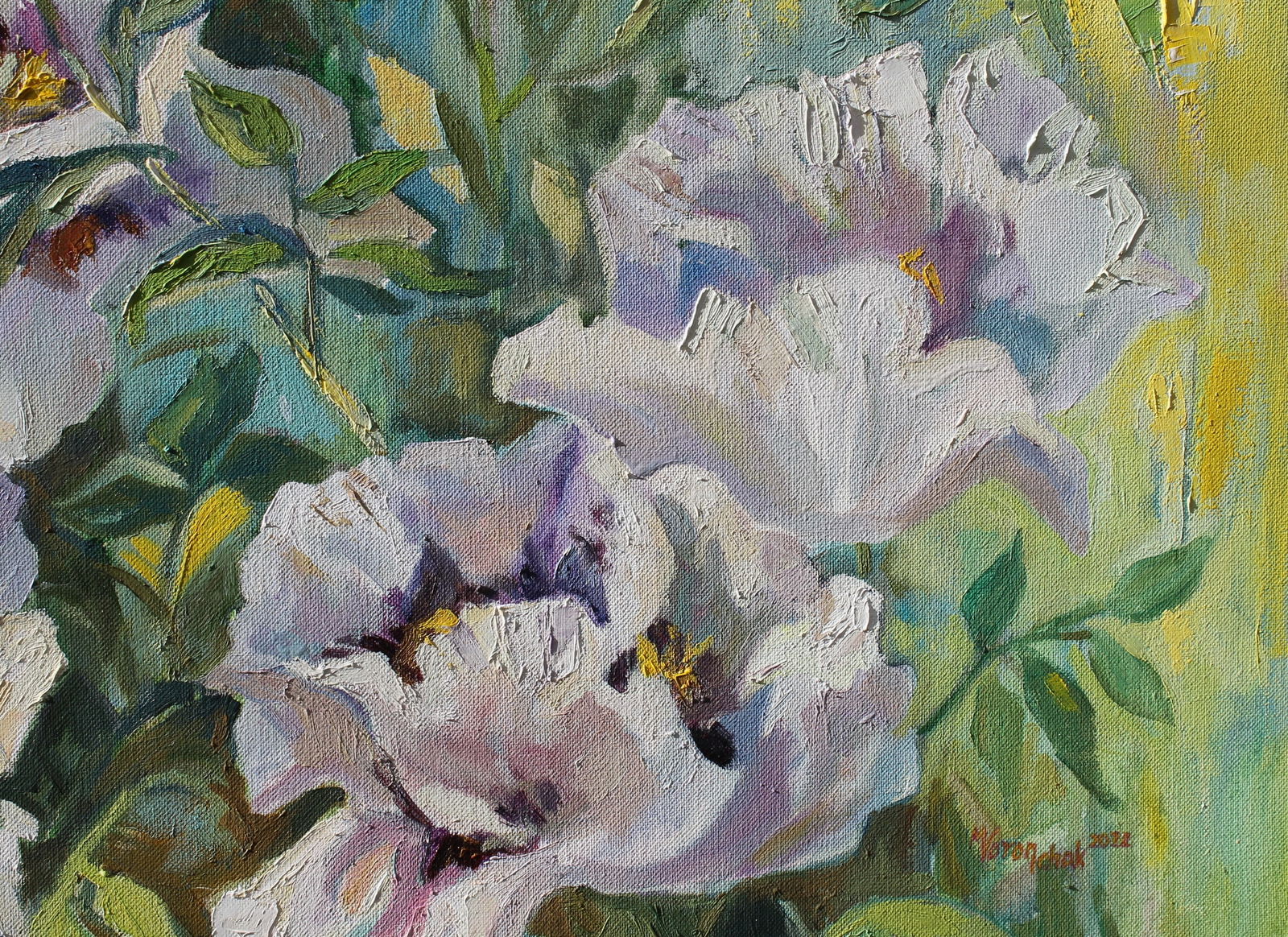 Oil painting White peonies Maria Voloschak - 10
