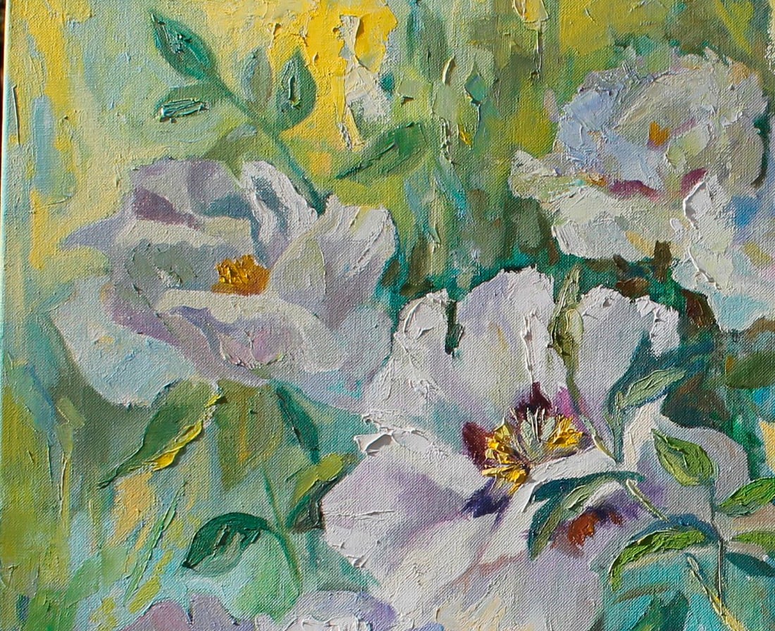 Oil painting White peonies Maria Voloschak - 2