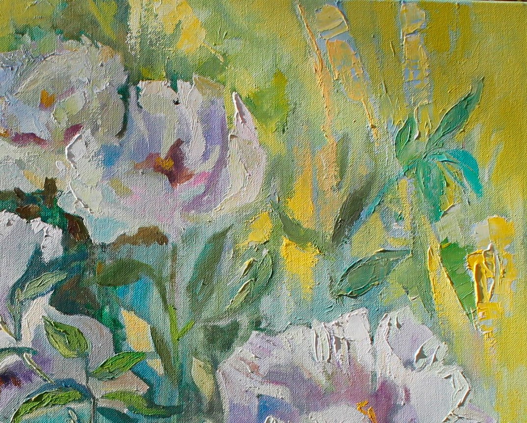 Oil painting White peonies Maria Voloschak - 3
