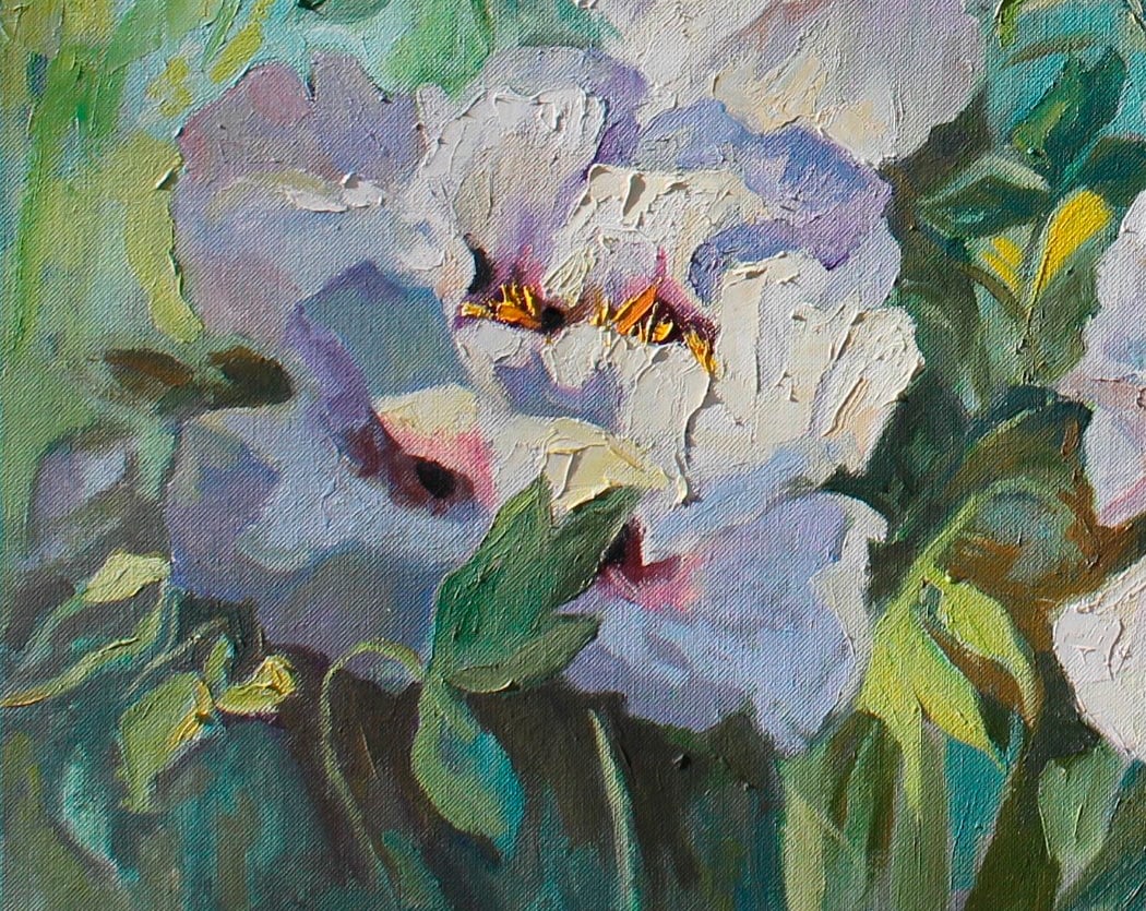 Oil painting White peonies Maria Voloschak - 5