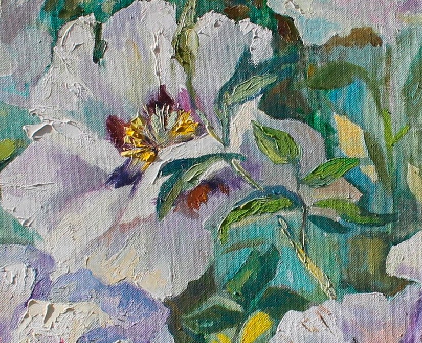 Oil painting White peonies Maria Voloschak - 6