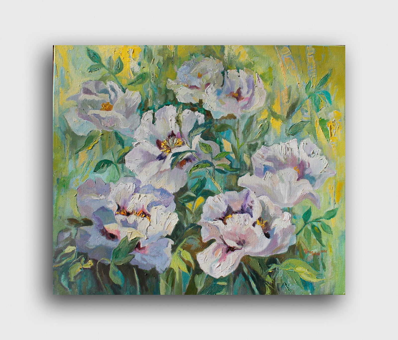Oil painting White peonies Maria Voloschak - 7
